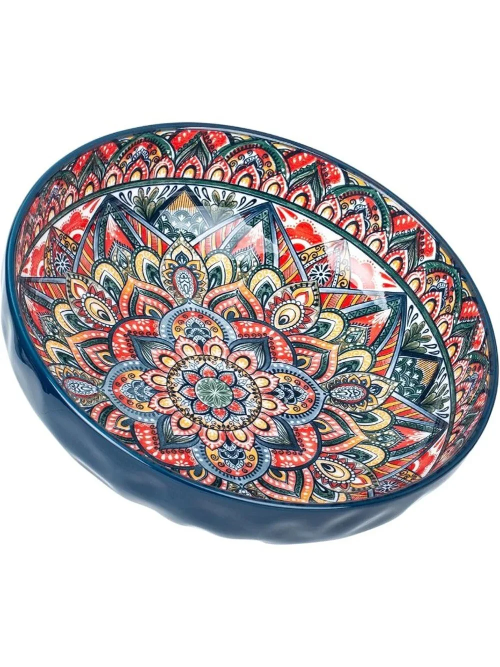 Large Bohemian Serving Bowls - 75 Oz Porcelain Dishes for Soup, Salad, Pasta